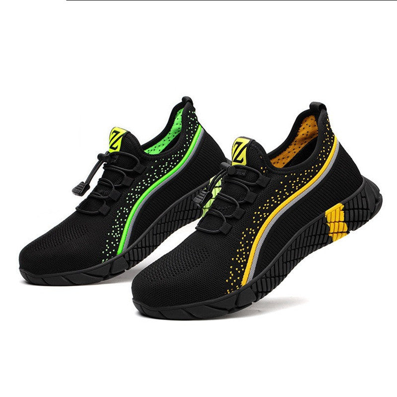 Zapatos de seguridad de corte bajo, transpirables, de tejido volador