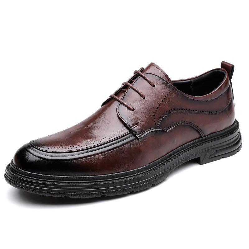 Zapatos de cuero con cordones marrones formales de negocios para hombre