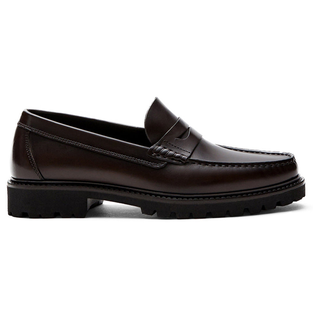 Zapatos de cuero para hombre, mocasines, primera capa de piel de vaca, informales, sencillos, de suela blanda