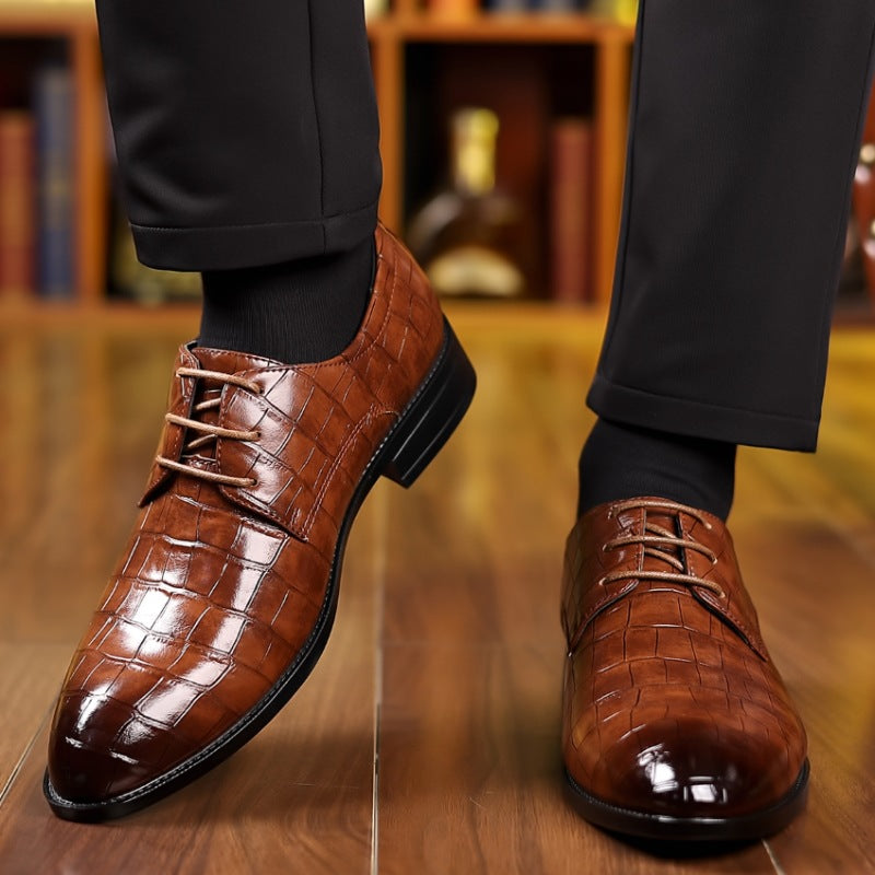 Zapatos de cuero transpirables de punta para hombre, estilo formal casual