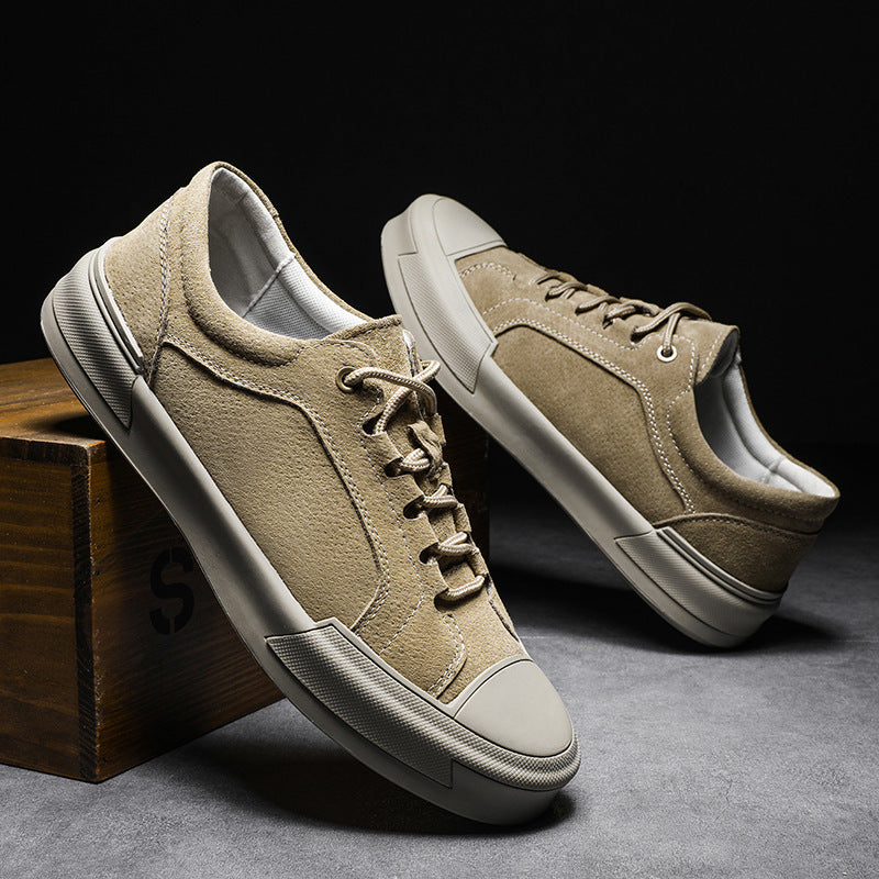 Nuevos zapatos de tabla de cuero esmerilado retro de caña baja para hombre a la moda