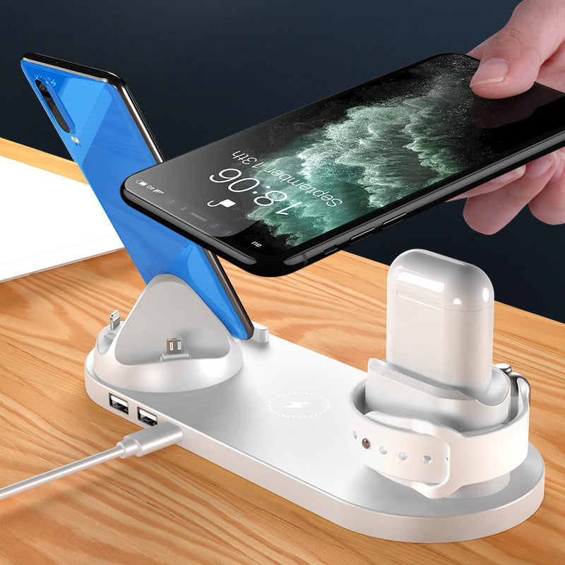 Cargador inalámbrico para iPhone, cargador rápido para teléfono, base de carga rápida para teléfono y reloj, estación de carga 6 en 1