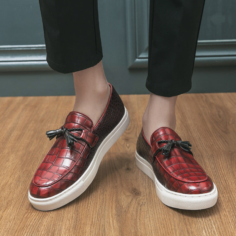 Zapatillas con borlas de moda de tallas grandes para hombre, estilo británico informal para jóvenes