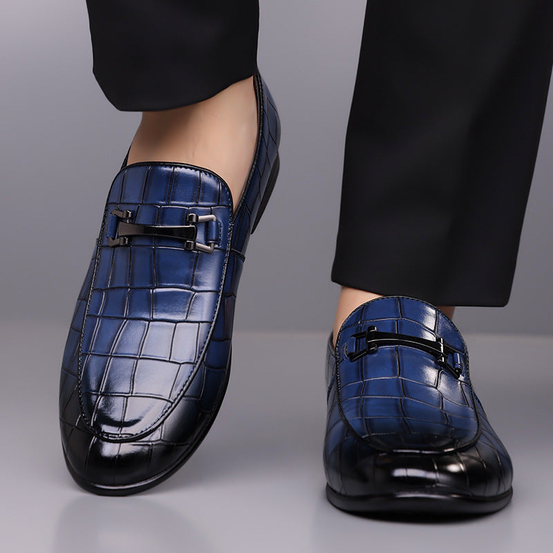 Zapatos de cuero ligeros de lujo para hombre, con suela de goma, talla grande y diseño a cuadros