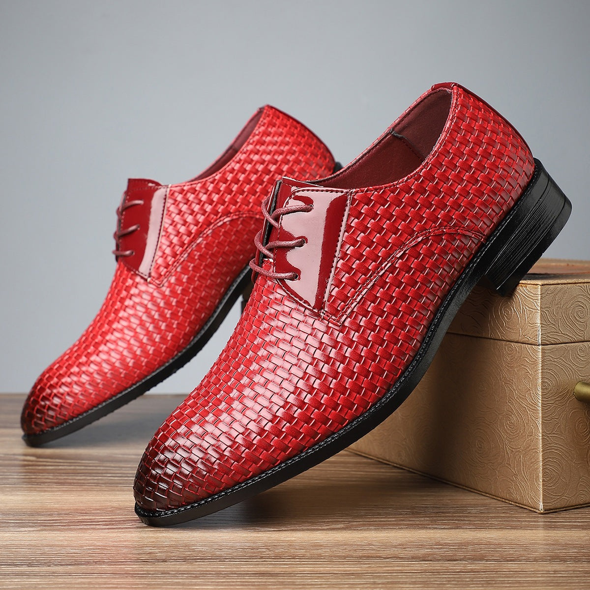 Zapatos de cuero para hombre, de vestir, elegantes, con cordones y punta fina