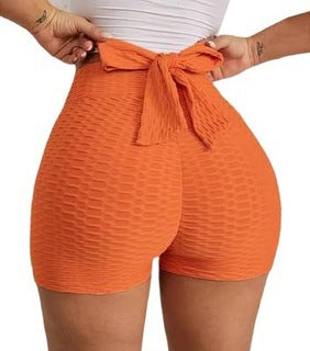Pantalones cortos deportivos jacquard de yoga burbuja para mujer
