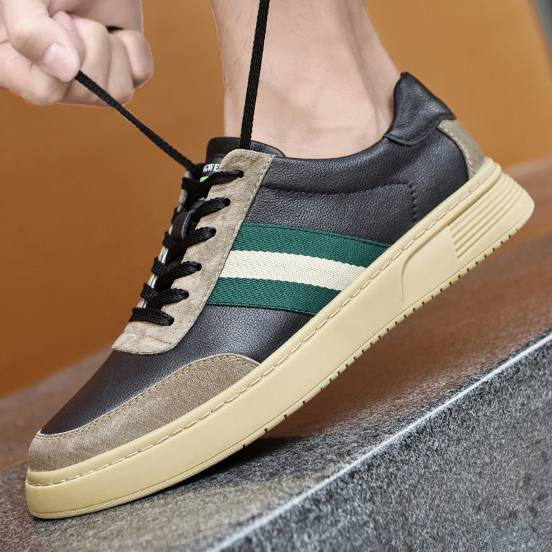 Nuevos Zapatos Casuales Planos para Hombre con Cordones de Cuero Vacuno