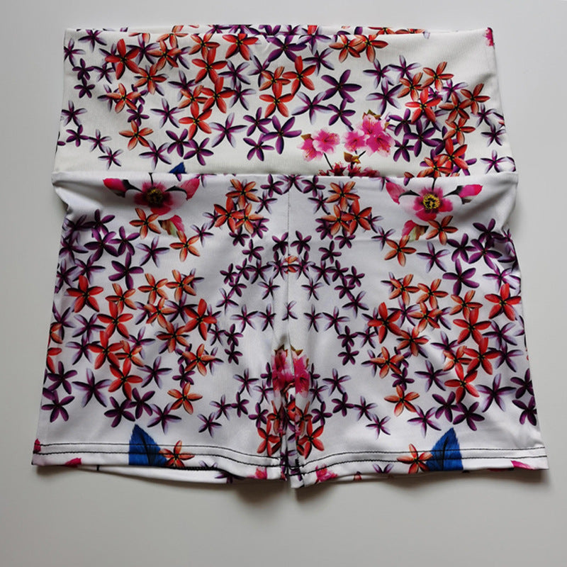 Pantalones cortos de yoga para mujer, de secado rápido, deportivos, con diseño de flores, que realzan la cadera