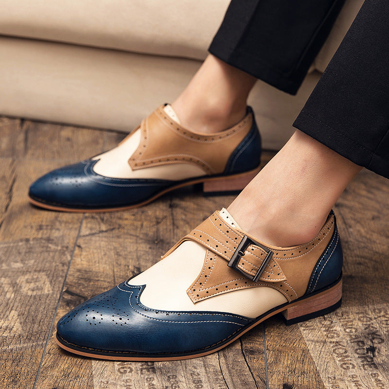 Zapatos de cuero color block para hombre: tendencia de moda