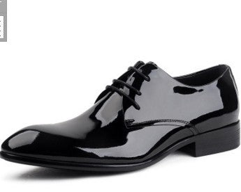 Zapatos de boda brillantes con cordones de cuero, puntera de cuero