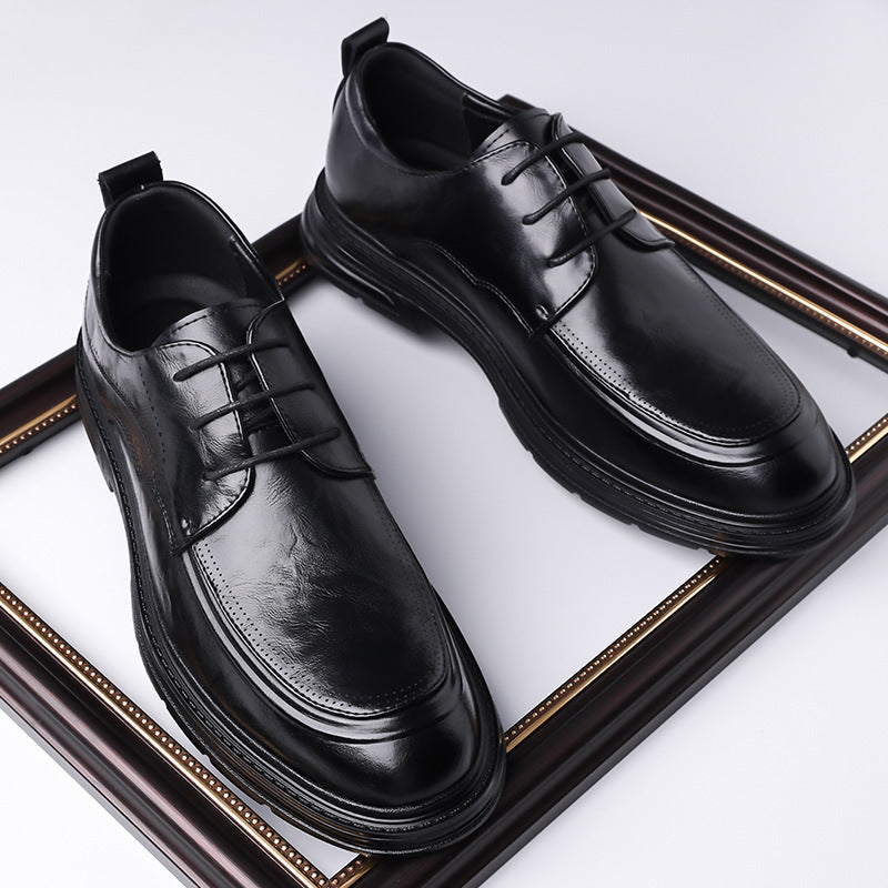 Zapatos de cuero con cordones marrones formales de negocios para hombre