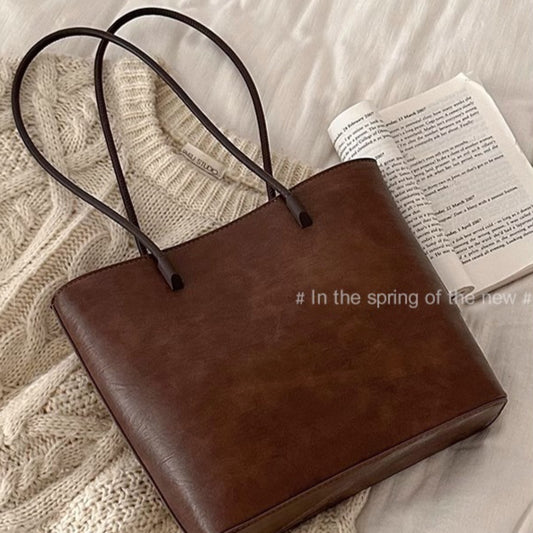 Retro Minimalist Tote Bag Versatile Large-capacity Shoulder Bag