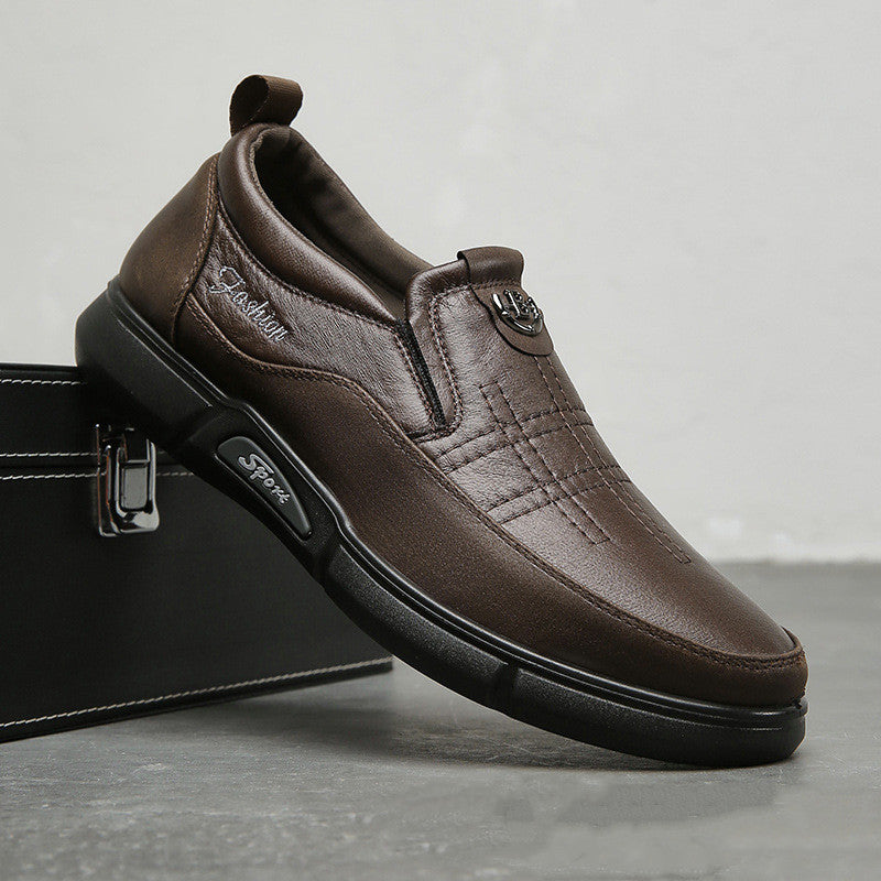 Zapatos de Cuero para Hombre, Zapatos de Papá para Personas de Mediana Edad y Ancianos, Suela Blanda