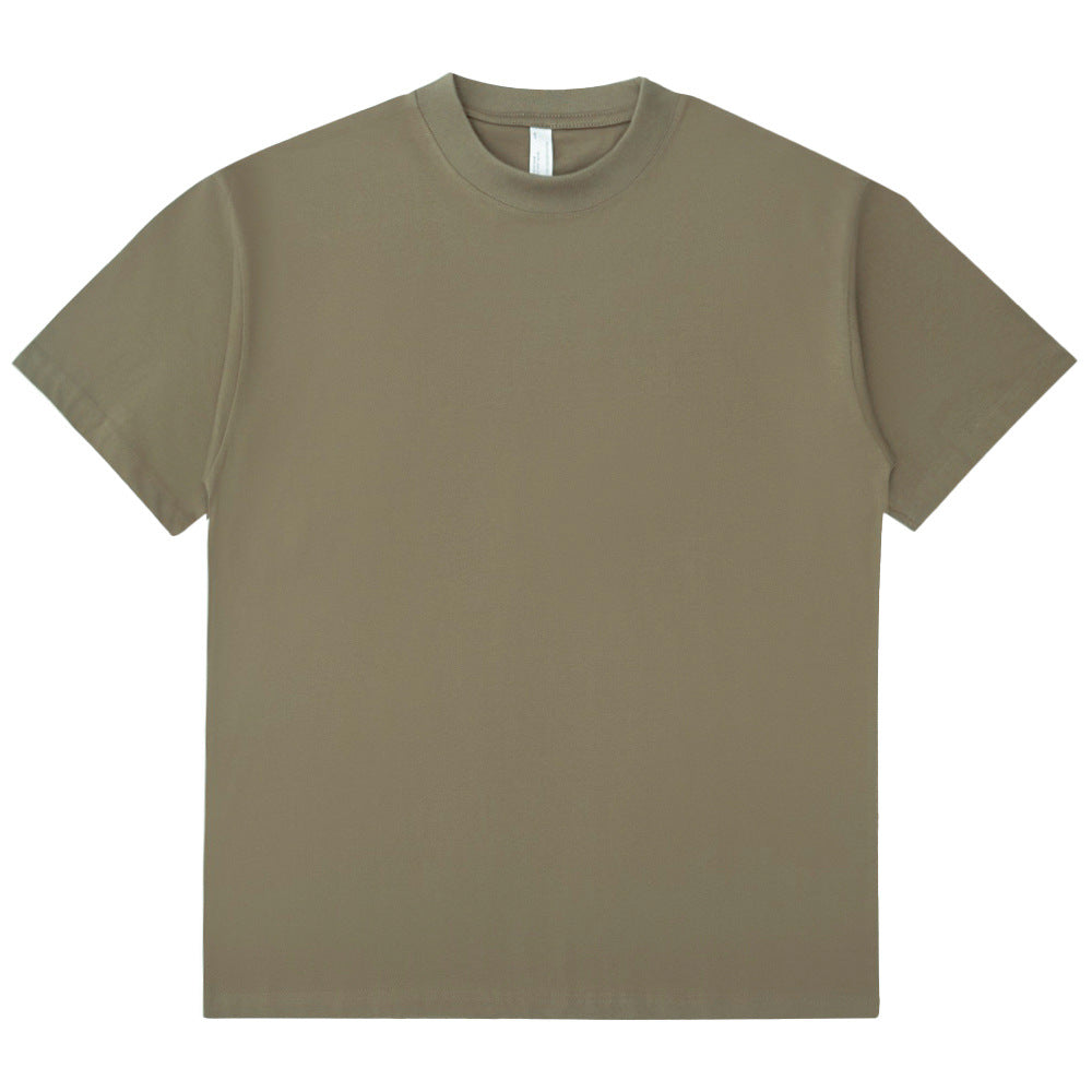 Mens And Womens Loose-fitting Solid-color Short-sleeve Cotton T-shirt