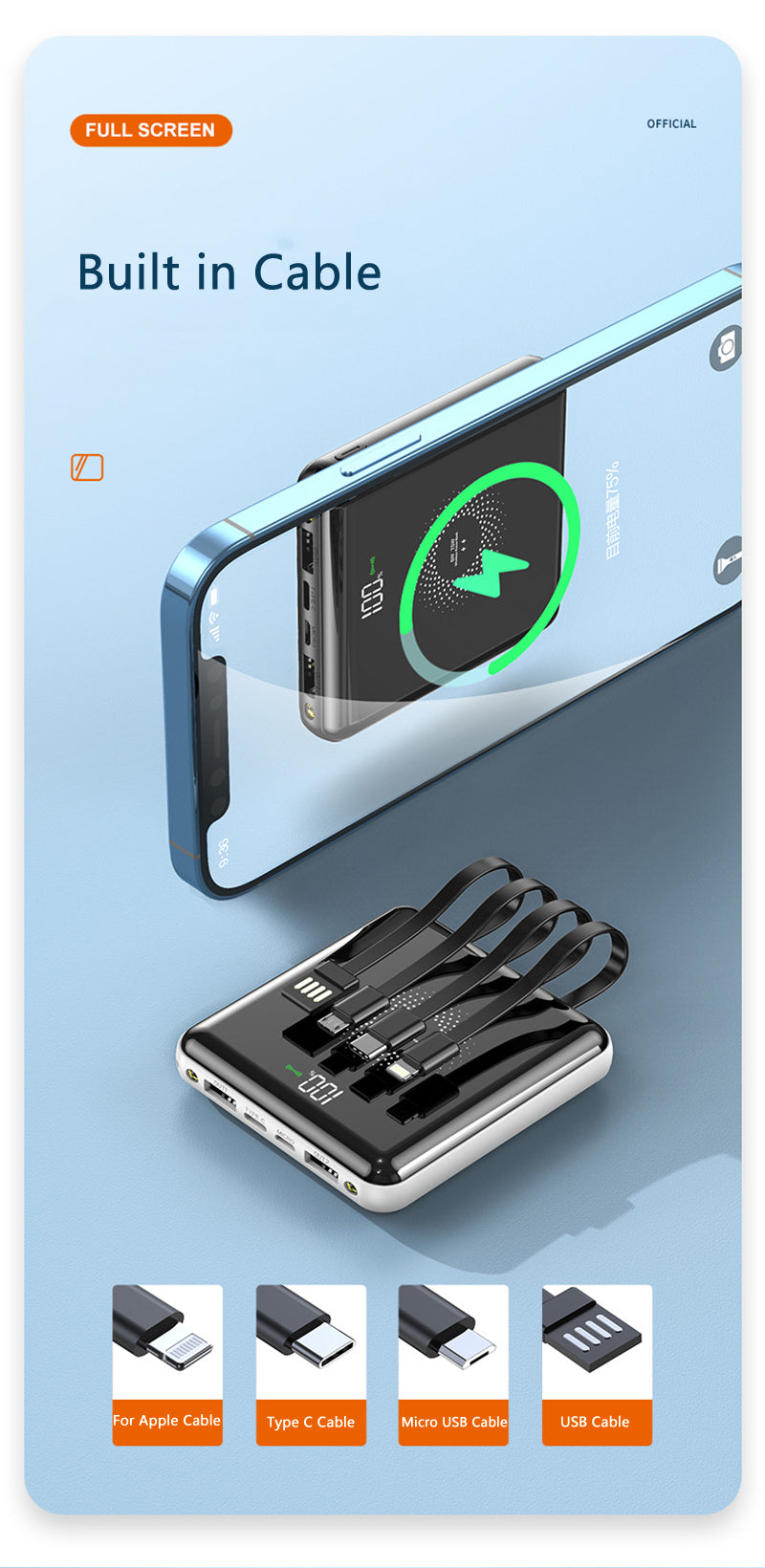 Batería Externa de Carga Rápida 20000mAh Mini Portátil