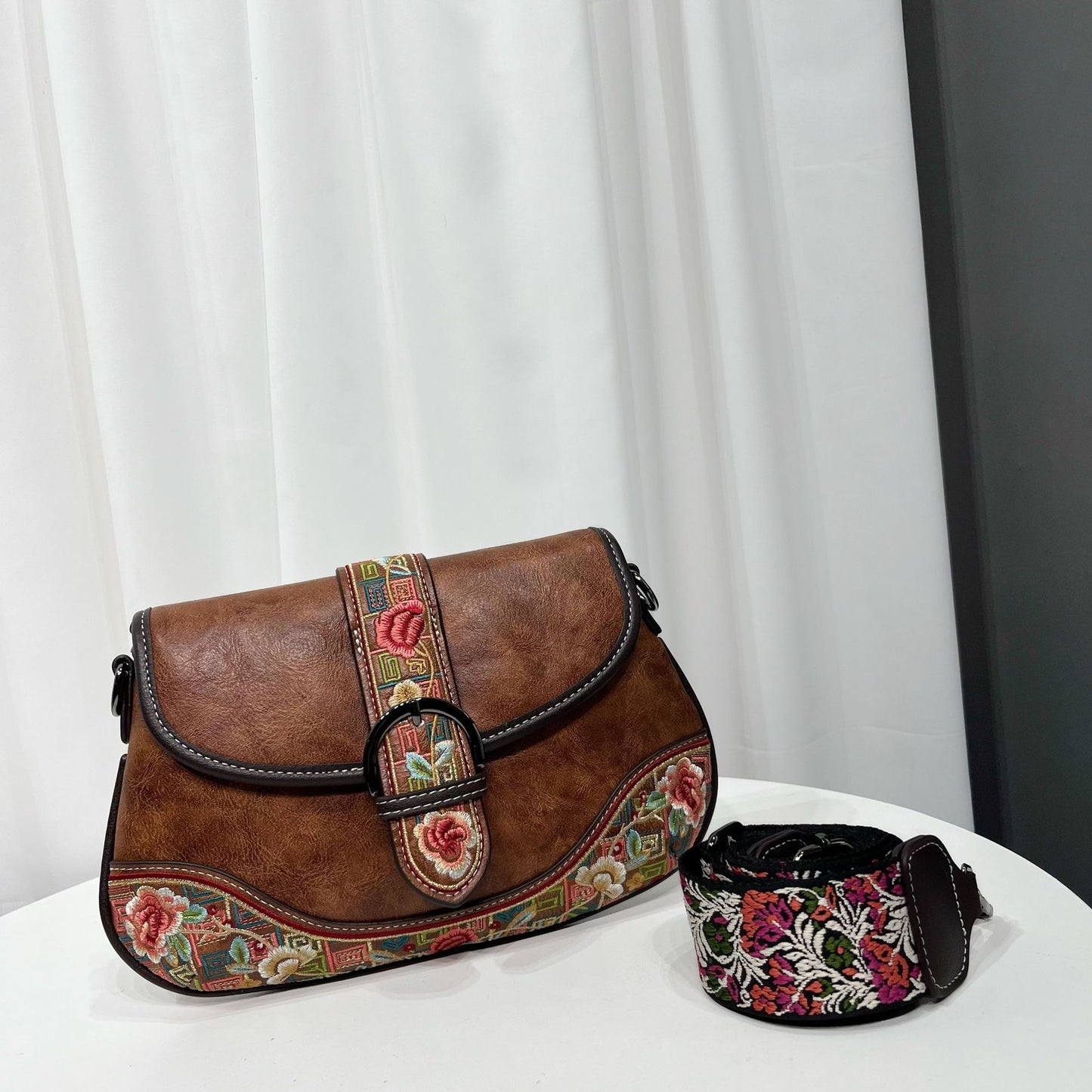 Bolso bandolera bordado estilo retro chino para mujer