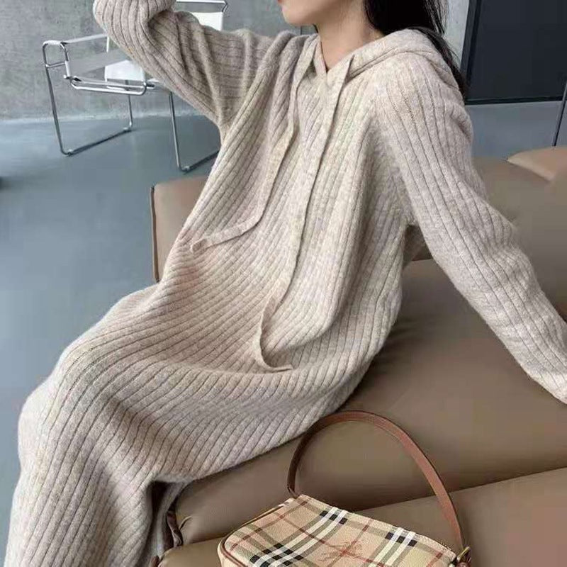 Loose Slimming Lazy Pullover Base Woolen Skirt