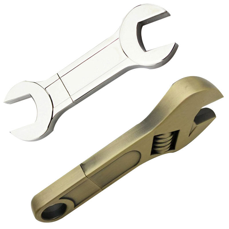 Regalo para conferencia de negocios de empresa: USB con forma de llave inglesa de metal, doble cabeza de flor de ciruelo