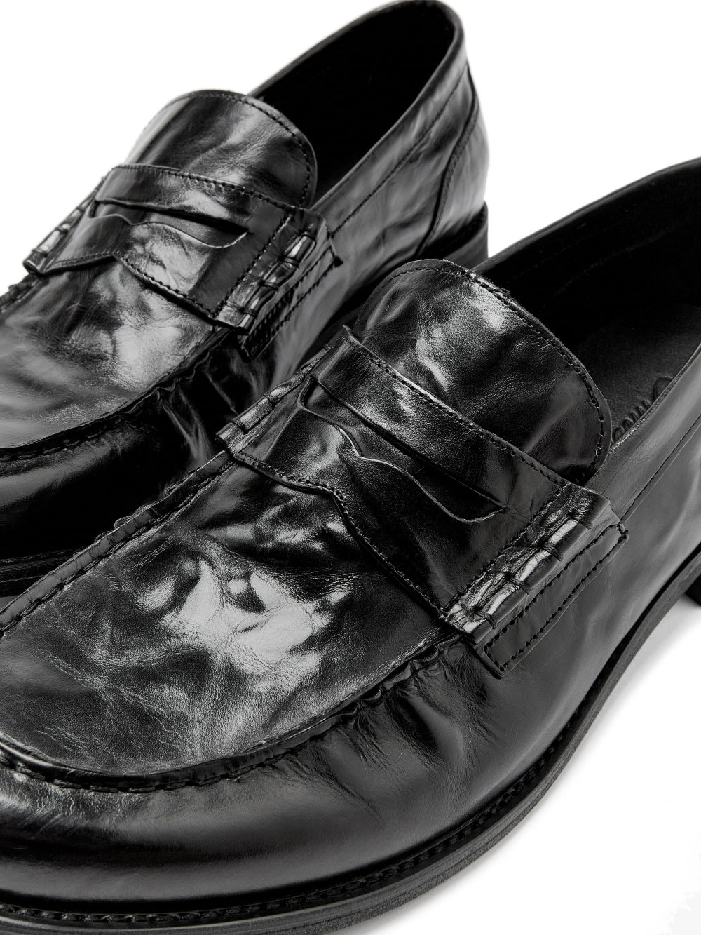 Mocasines de cuero sin cordones Zapatos casuales de cuero genuino plisados