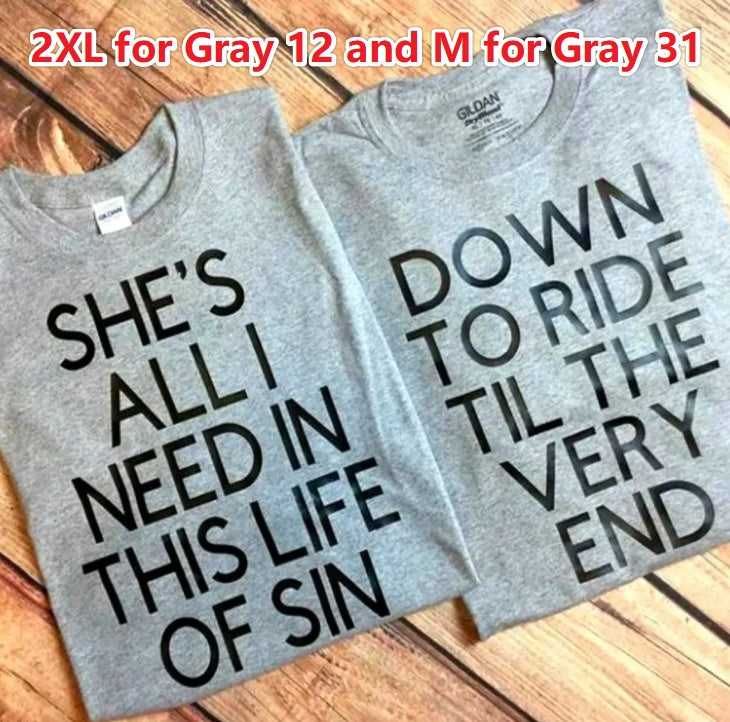 Stylish English Letter Crew Neck Short-Sleeve Couple T-Shirts