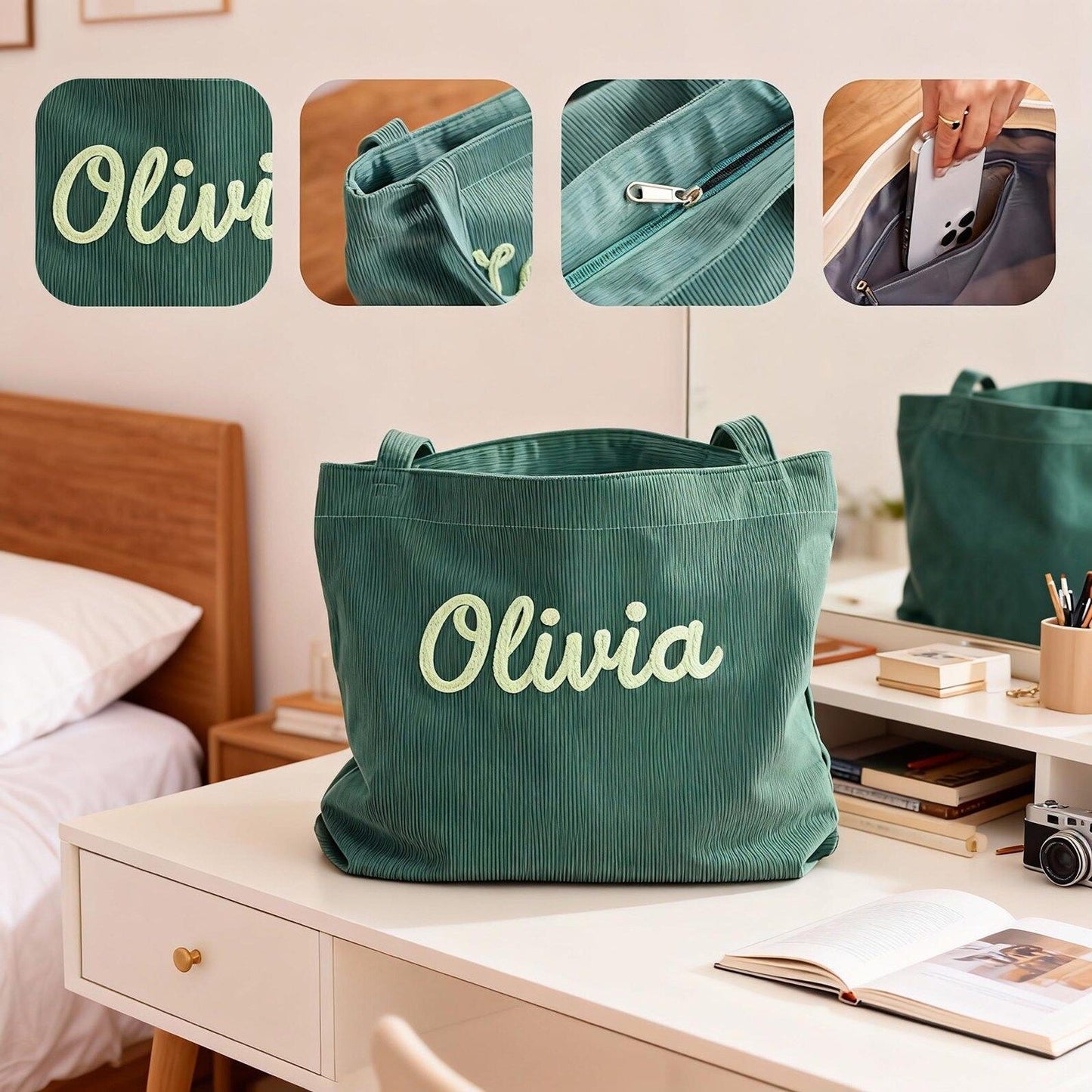 Bolso de pana informal para mujer: a la moda, de tendencia y minimalista