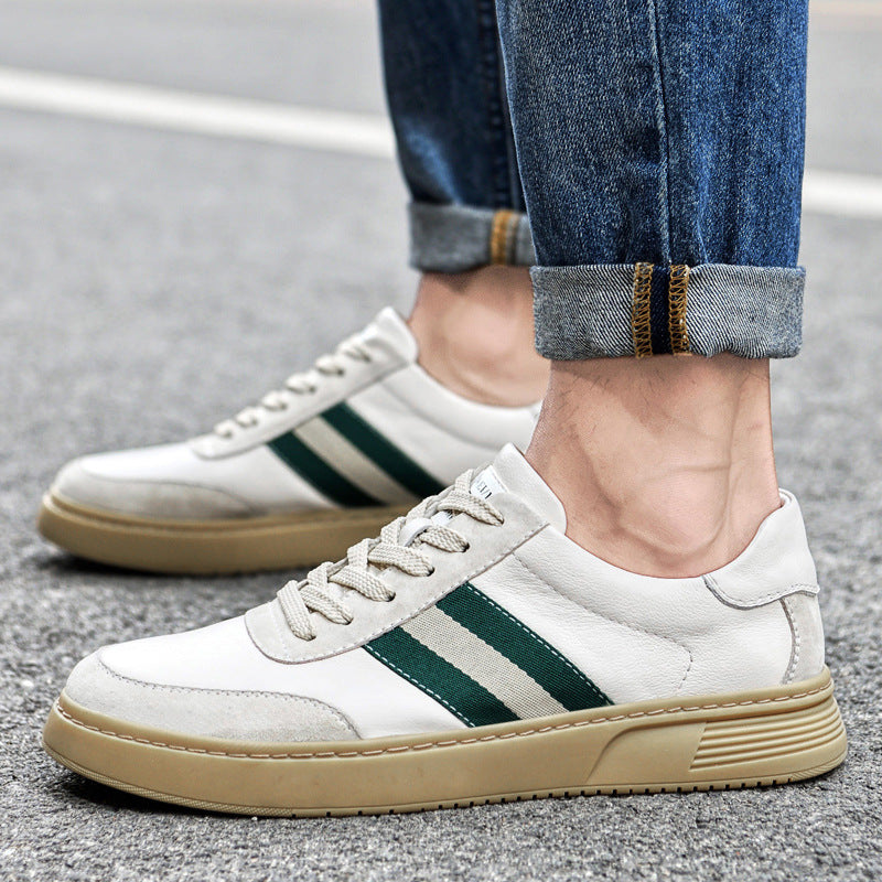 Nuevos Zapatos Casuales Planos para Hombre con Cordones de Cuero Vacuno