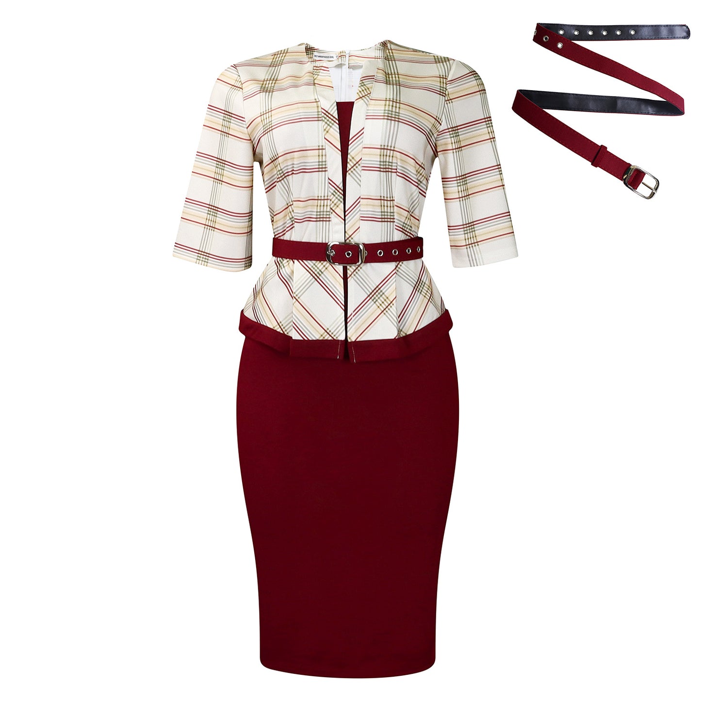 Vestido de tubo elegante con costuras y cadera, estilo OL