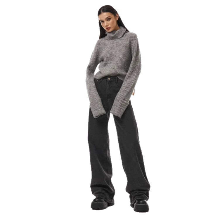 New Womens Wide-leg Denim Jeans