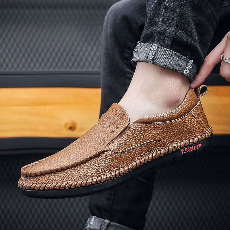 Zapatos de cuero casuales sin cordones para hombre