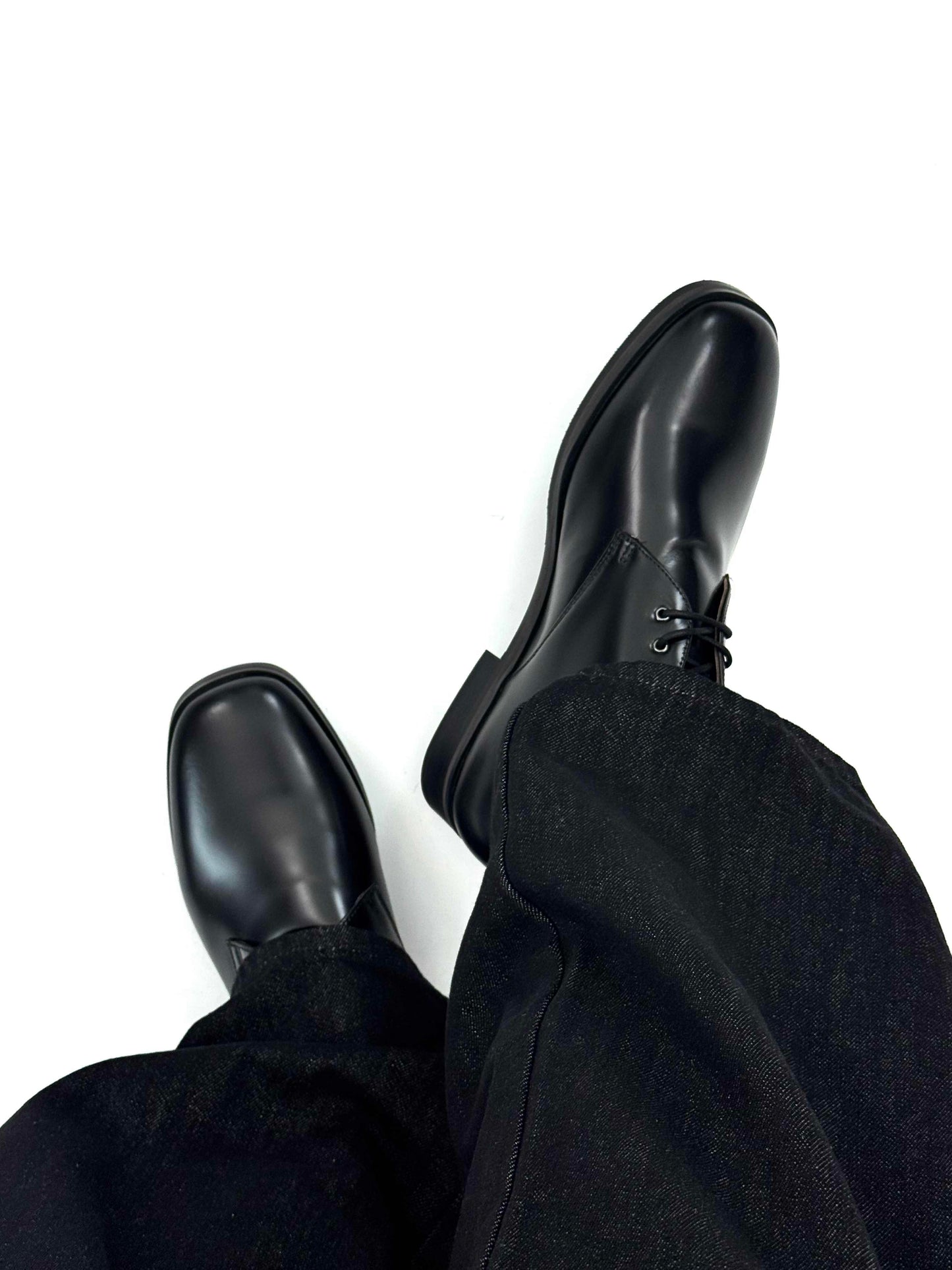 Zapatos de vestir de cuero con punta cuadrada estilo retro británico