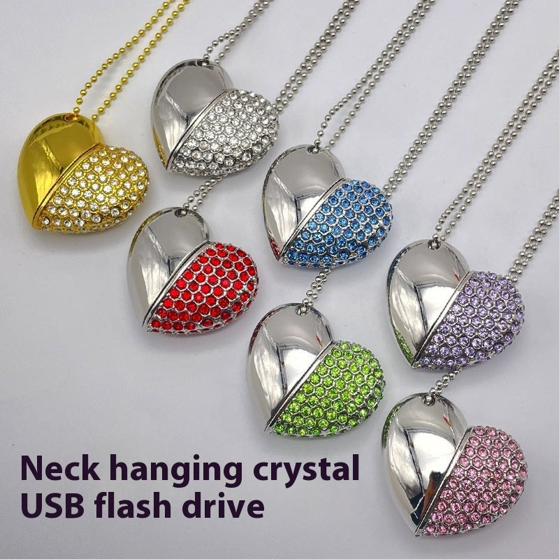 Fashion Personality Brick-inlaid Heart-shaped U Disk