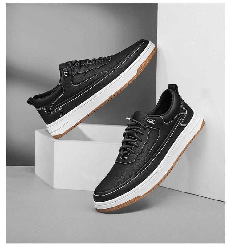 Zapatos de mesa de piel de vaca para hombre, suela gruesa, retro, modernos, planos, cosidos a mano
