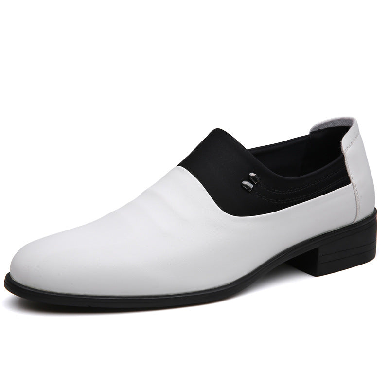 Zapatos de vestir de cuero suave británicos para hombre, de puntera, para jóvenes, de cuero blanco