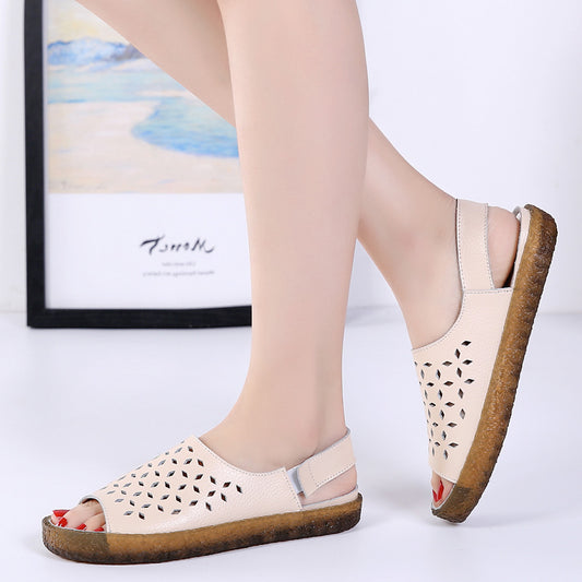 Sandalias de mujer de talla grande caladas estilo coreano para embarazadas