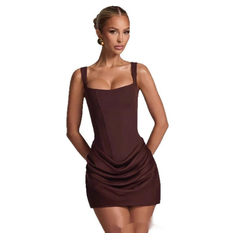 Vestido con tirantes cortos de tubo elegante estilo "hot girl"
