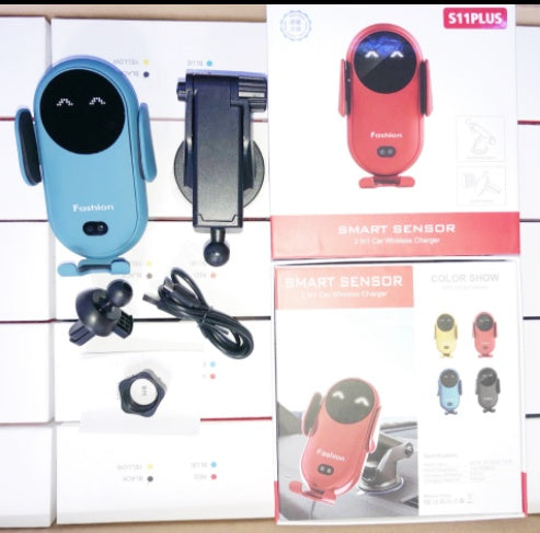 Soporte de teléfono para coche con cargador inalámbrico e inducción infrarroja