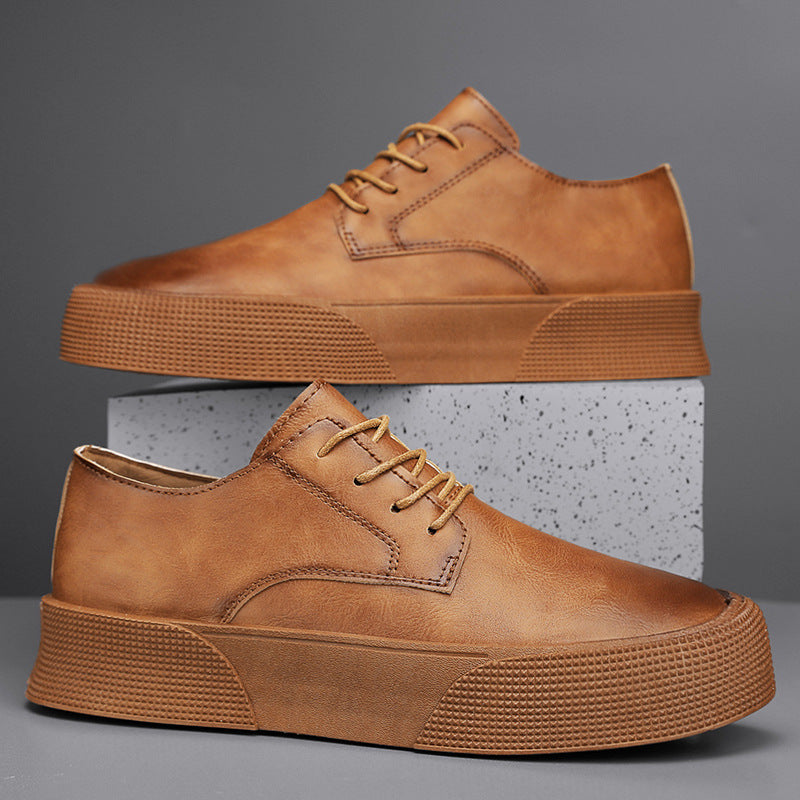 Zapatos casuales coreanos con cordones y plataforma, zapatos retro para hombre, zapatos de tabla