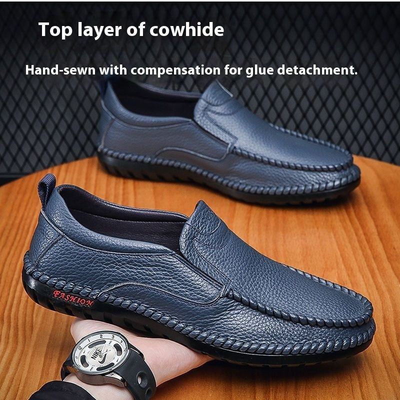 Zapatos de cuero casuales sin cordones para hombre