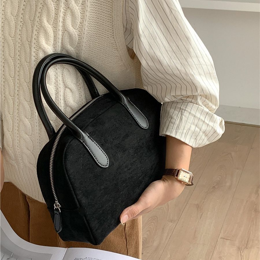 Bolso de mano de ante de gran capacidad para mujer