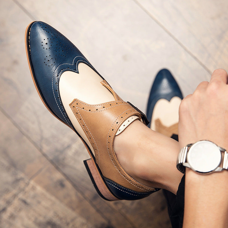 Zapatos de cuero color block para hombre: tendencia de moda