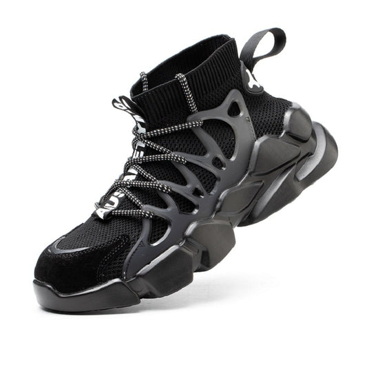 Zapatos de seguridad protectores transpirables de tejido volador de talla grande para hombre