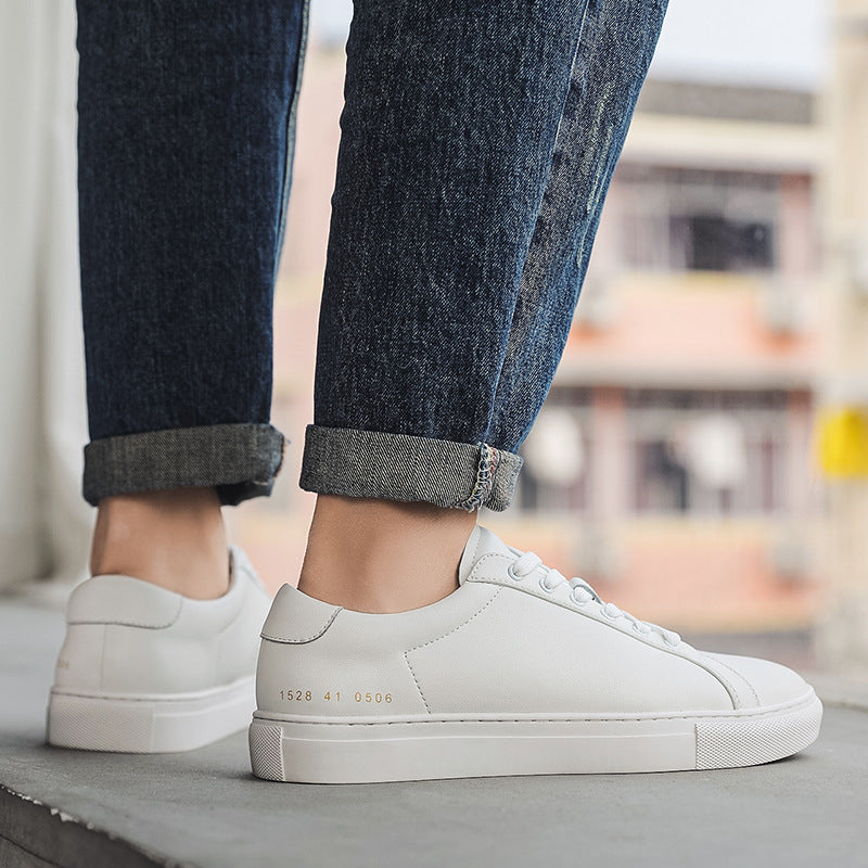 Zapatillas Blancas Transpirables de Piel de Vacuno con Suela Plana, Modernas y Versátiles