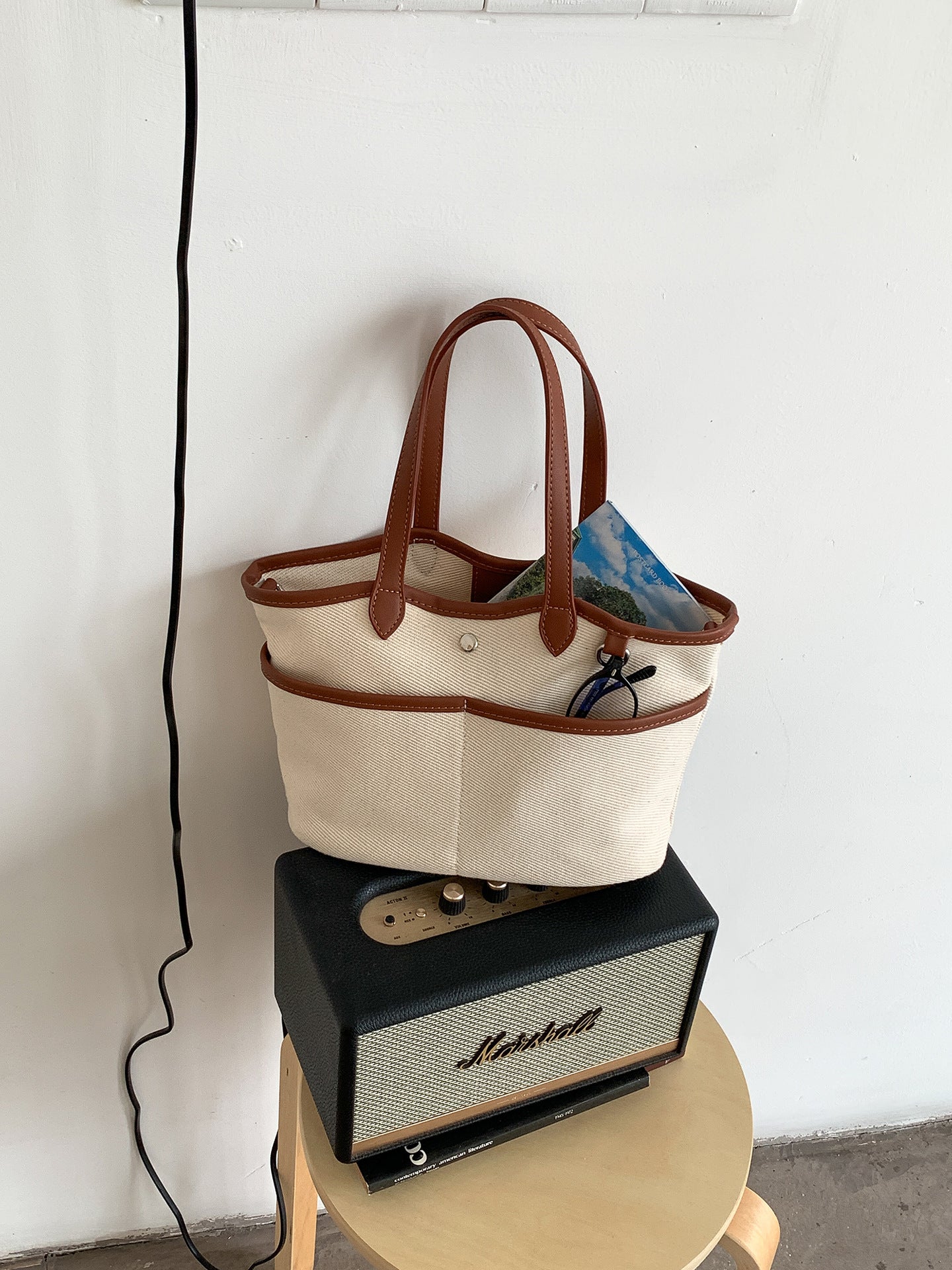 Bolso de lona estilo coreano, espacioso, elegante, para el trabajo