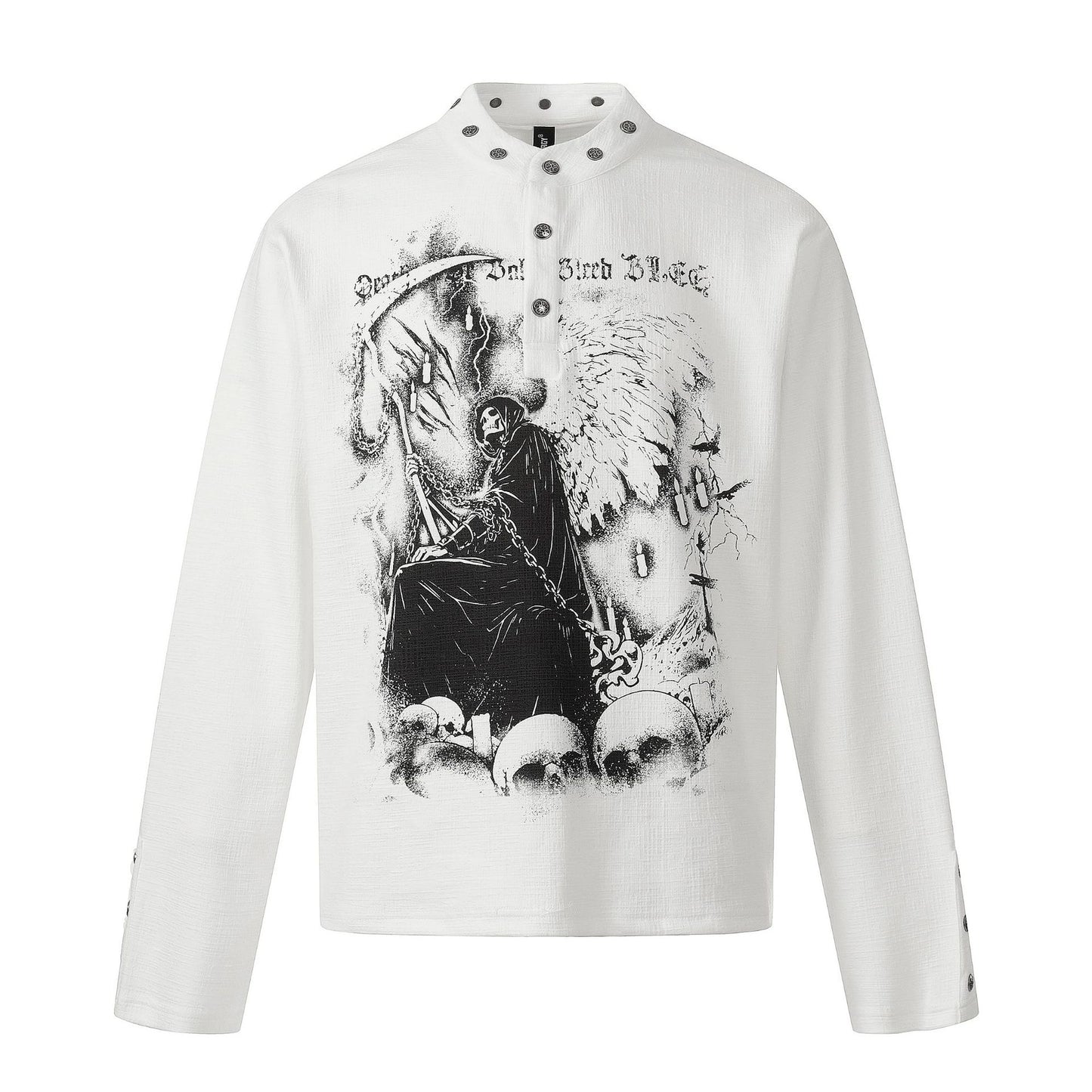 New American-style Retro Dark-themed Trendy Printed Mens Long-sleeve Shirt