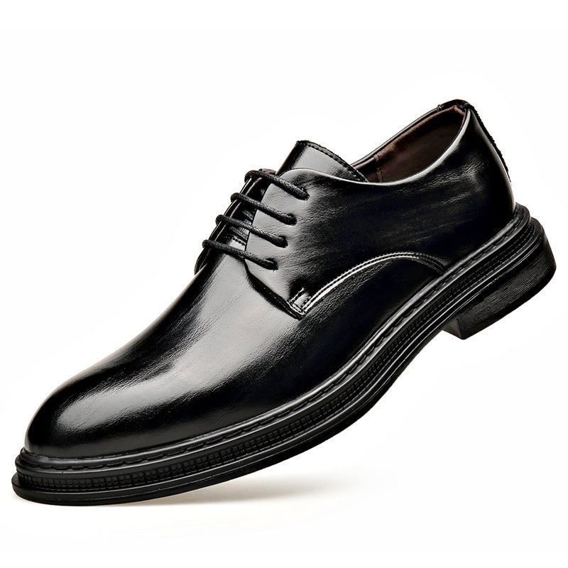 Zapatos de cuero de traje para hombre, otoño e invierno, de vestir, para boda, novio, con cordones