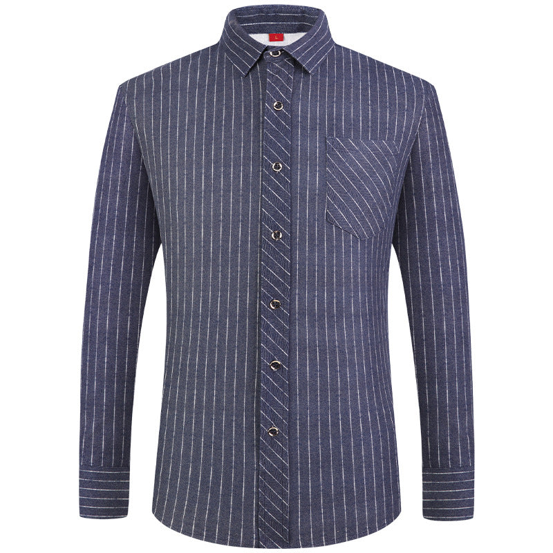 Men's Business Commute Plaid Long-Sleeve Shirt