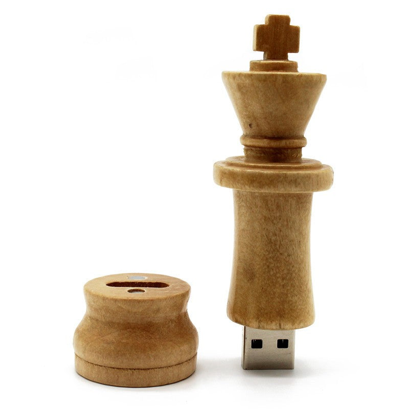 Memoria USB de ajedrez de madera, diseño de rey, unidad flash de madera