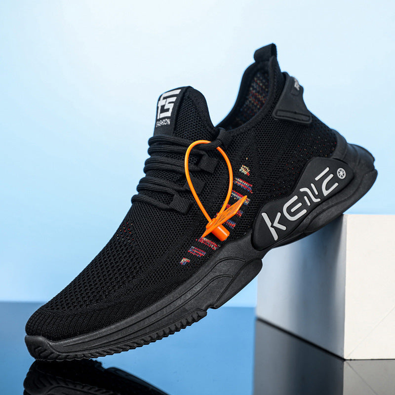 Zapatillas casuales transpirables de superficie de malla deportiva con fondo suave para hombre de talla grande