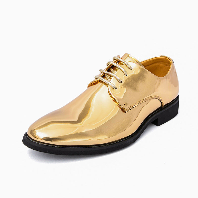 Zapatos de cuero brillante para hombre de estilo británico con puntera puntiaguda