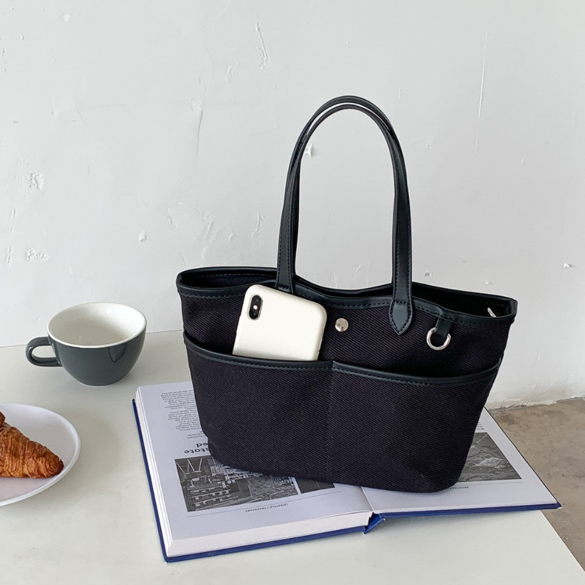 Bolso de lona estilo coreano, espacioso, elegante, para el trabajo